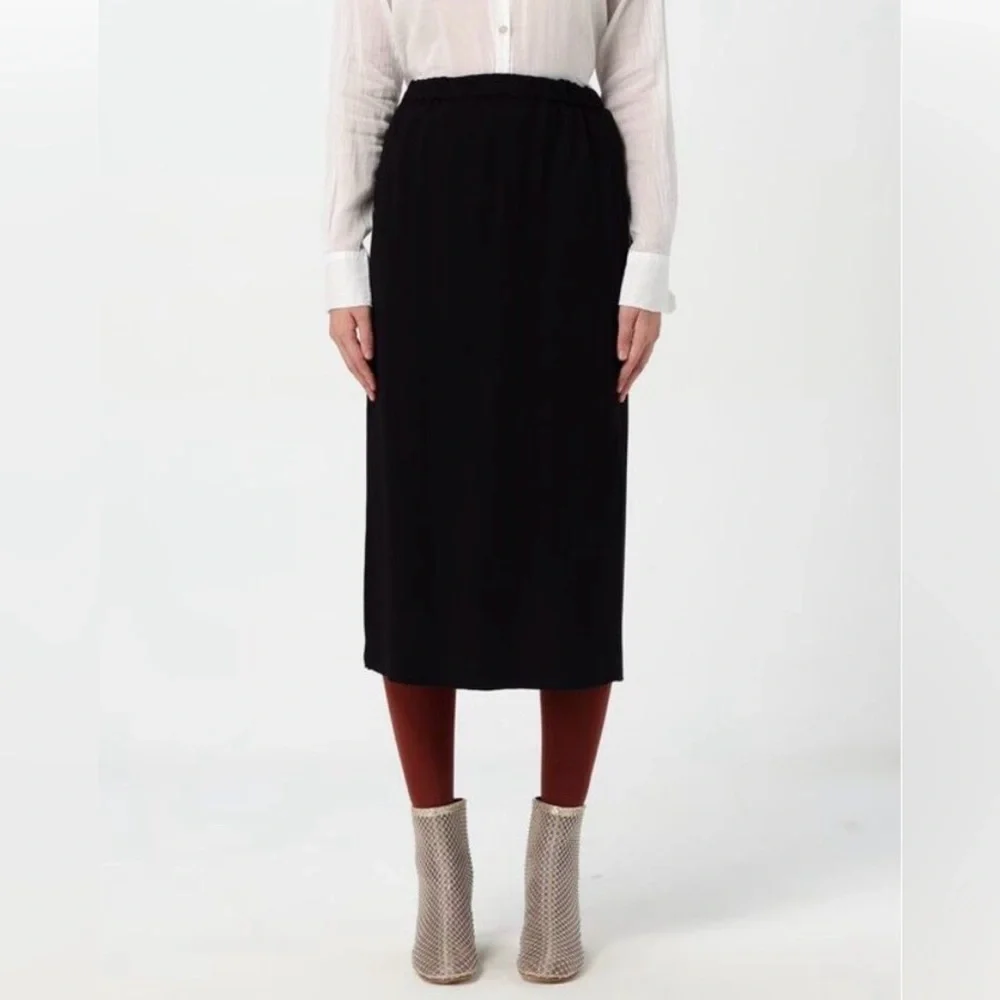 FORTE_FORTE Italy Black Split Side Midi Skirt Size 3